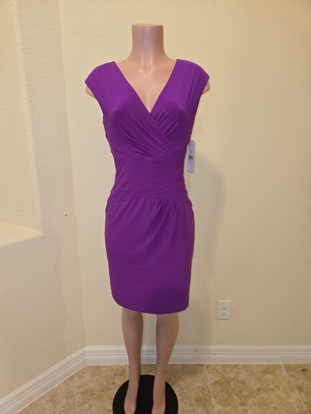 Lauren Ralph Lauren Violet Wrap-Front Sheath Dress